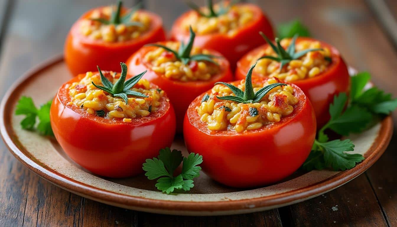 découvrez la recette traditionnelle des tomates farcies à la grand-mère avec du riz, un plat savoureux et réconfortant à redécouvrir en famille.