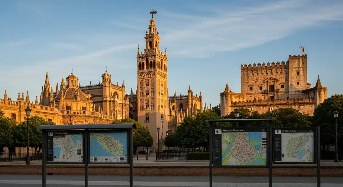 Cathédrale de Séville et Alcazar avec cartes touristiques pour choisir son city pass Seville